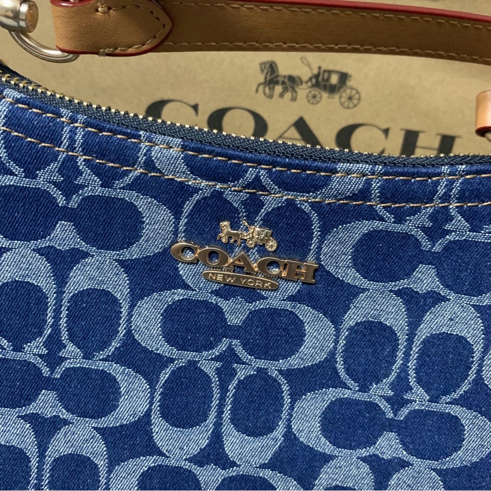 Coach Denim Blue Signature Shoulder Bag - Picture 3 of 5